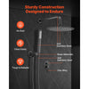 VEVOR Shower Faucet Set, Rainfall Bathroom Shower System with 10-Inch Round Rain Shower Head and Handheld Spray, Wall Mounted Bath Fixtures with Brass Valve and Trim Kit, Matte Black