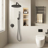 VEVOR Shower Faucet Set, Rainfall Bathroom Shower System with 10-Inch Round Rain Shower Head and Handheld Spray, Wall Mounted Bath Fixtures with Brass Valve and Trim Kit, Matte Black