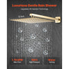VEVOR Shower Faucet Set, Rainfall Bathroom Shower System with 12-Inch Square Rain Shower Head and Handheld Spray, Wall Mounted Bath Fixtures with Brass Valve and Trim Kit, Brushed Gold