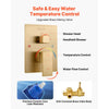 VEVOR Shower Faucet Set, Rainfall Bathroom Shower System with 12-Inch Square Rain Shower Head and Handheld Spray, Wall Mounted Bath Fixtures with Brass Valve and Trim Kit, Brushed Gold