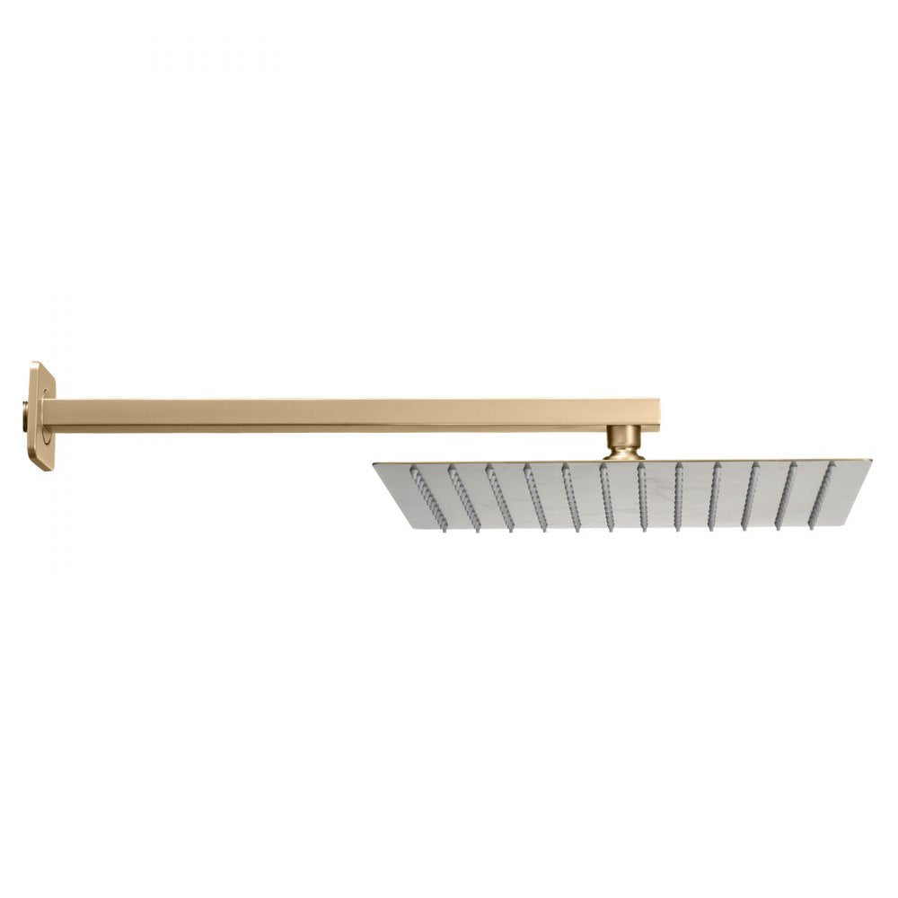 VEVOR Shower Faucet Set, Rainfall Bathroom Shower System with 12-Inch Square Rain Shower Head and Handheld Spray, Wall Mounted Bath Fixtures with Brass Valve and Trim Kit, Brushed Gold