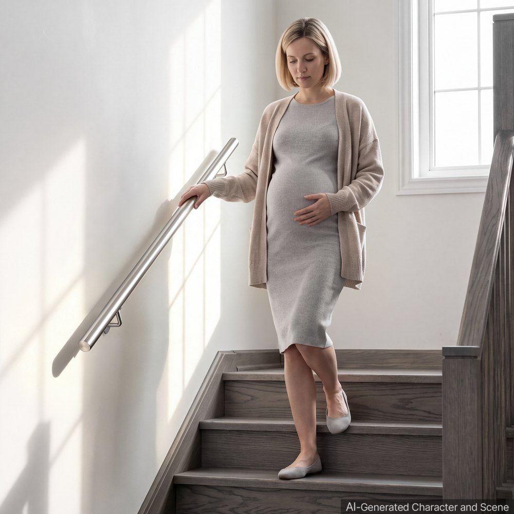 VEVOR Wall-Mounted Stair Handrail, 3.3 ft 250 lbs Load Metal Railing Silver, for Indoor Steps, Loft, Porch & Hallways, Heavy-Duty Industrial Stainless Steel Hand Rail, Round Tube, Mounting Hardware