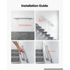 VEVOR Wall-Mounted Stair Handrail, 3.9 ft 250 lbs Load Metal Railing Silver, for Indoor Steps, Loft, Porch & Hallways, Heavy-Duty Industrial Stainless Steel Hand Rail, Round Tube, Mounting Hardware