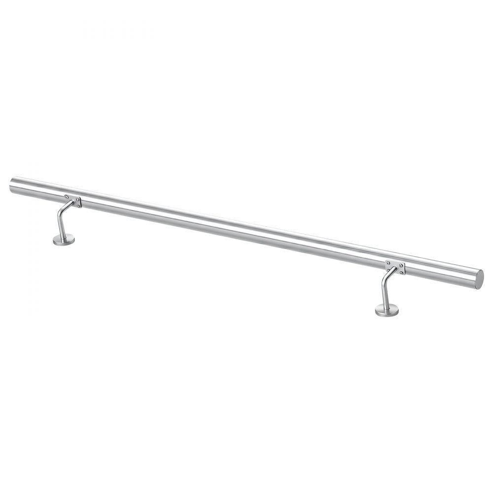 VEVOR Wall-Mounted Stair Handrail, 3.9 ft 250 lbs Load Metal Railing Silver, for Indoor Steps, Loft, Porch & Hallways, Heavy-Duty Industrial Stainless Steel Hand Rail, Round Tube, Mounting Hardware