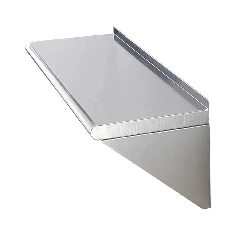 VEVOR 12" x 36" Stainless Steel Shelf, Wall Mounted Floating Shelving with Brackets, 250 lbs Load Capacity Commercial Shelves, Heavy Duty Storage Rack for Restaurant, Kitchen, Bar, Home, and Hotel