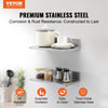 VEVOR 8.6" x 16" -2 Pack Stainless Steel Shelf, Wall Mounted Floating Shelving with Backsplash, 44 lbs Load Capacity Commercial Shelves, Heavy Duty Storage Rack for Restaurant, Kitchen, Bar, Home, and Hotel