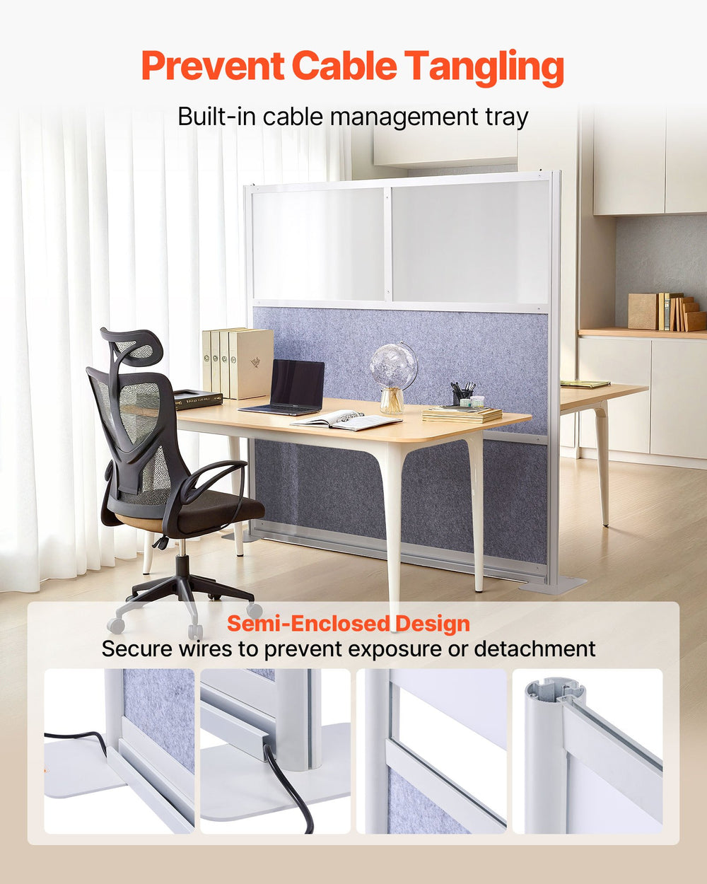 VEVOR Office Divider Privacy Partition, 1-Pack, 70" x 70" Modular Wall Room Divider - Image 2