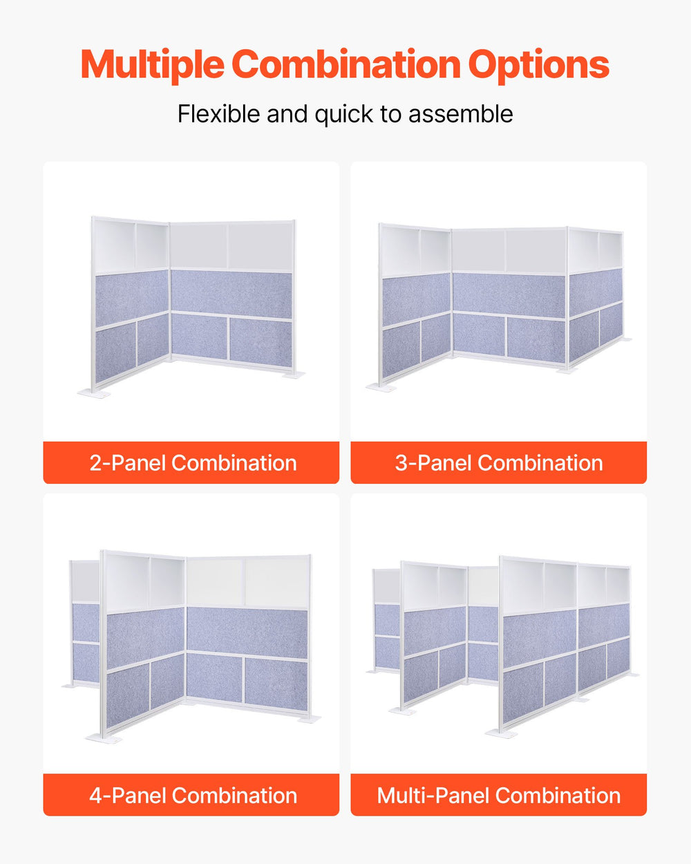 VEVOR Office Divider Privacy Partition, 1-Pack, 70" x 70" Modular Wall Room Divider - Image 3