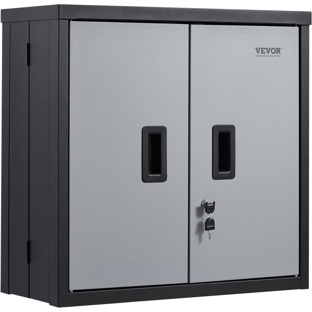 VEVOR Foldable Wall Cabinet, Metal Garage Locker Mounted 26" Small Tool Chest 240 LBS Loading Capacity Adjustable Shelf Magnetic Door File for Warehouse Office Home Black