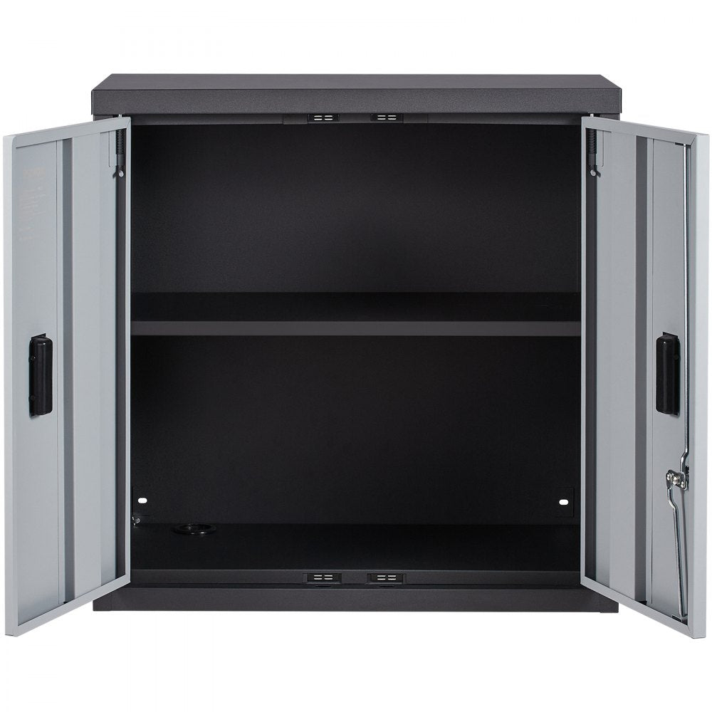 VEVOR Foldable Wall Cabinet, Metal Garage Locker Mounted 26" Small Tool Chest 240 LBS Loading Capacity Adjustable Shelf Magnetic Door File for Warehouse Office Home Black