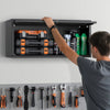 VEVOR Metal Wall Cabinet, 27.56W x 12.01D x 14.02H Inch, Floating Garage Tool Cabinet with Up-Flip Door, 120 lbs Load per Shelf, Fit for Garage, Basement, Kitchen, Warehouse, Assembly Required