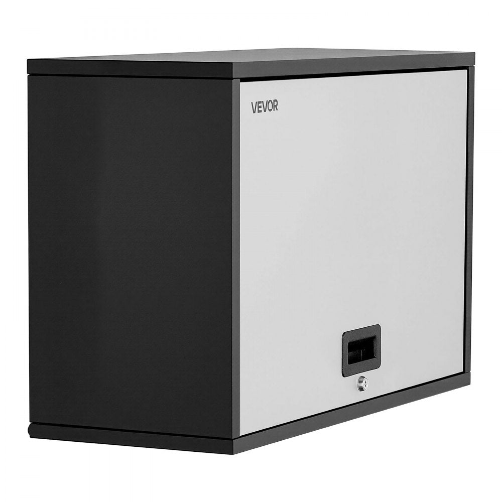 VEVOR Metal Wall Cabinet, 27.56W x 12.01D x 19.69H Inch, Floating Garage Tool Cabinet with Up-Flip Door and Shelf, 240 lbs Load Capacity, Fit for Garage, Basement, Kitchen, Warehouse Assembly Required