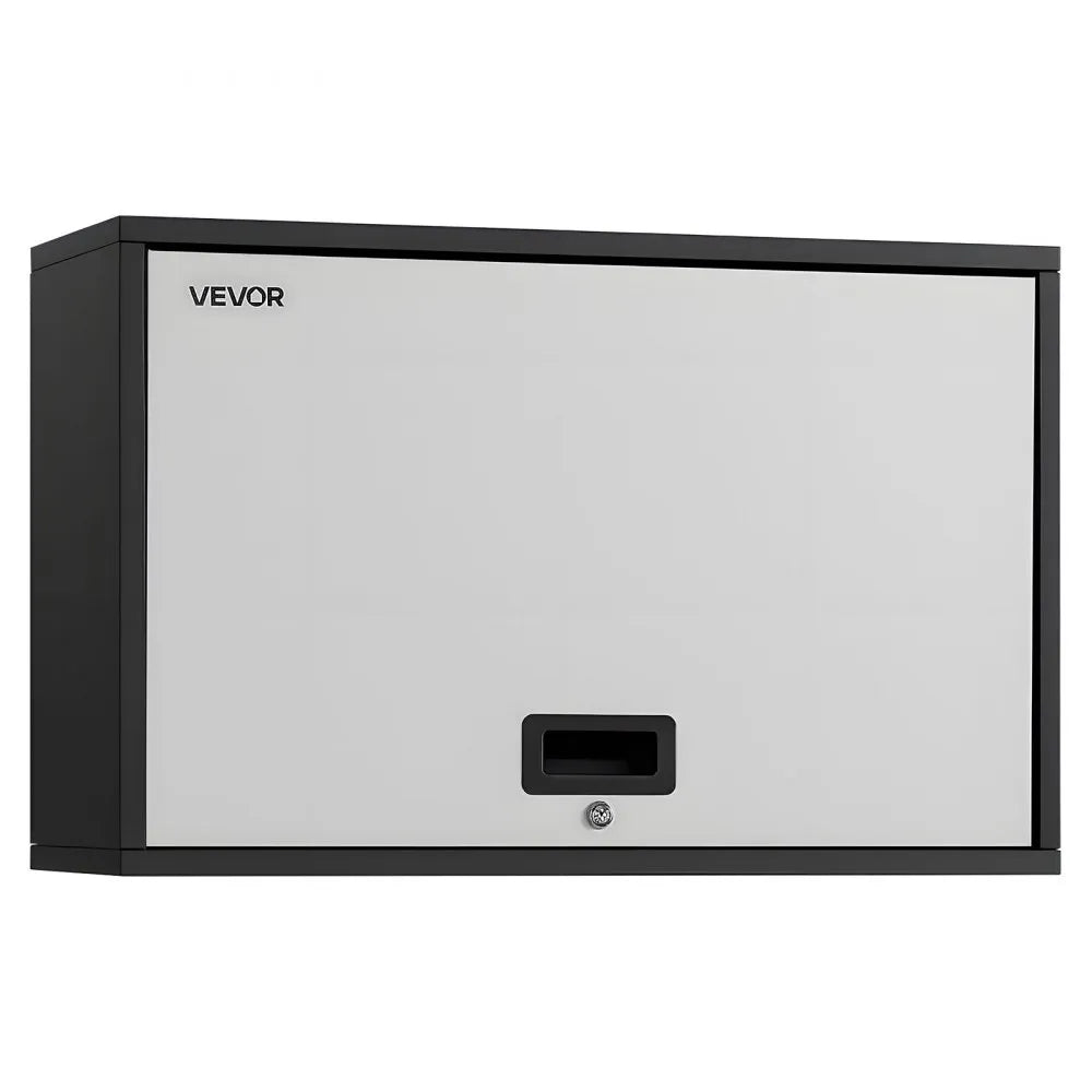 VEVOR Metal Wall Cabinet, 27.56W x 12.01D x 19.69H Inch, Floating Garage Tool Cabinet with Up-Flip Door and Shelf, 240 lbs Load Capacity, Fit for Garage, Basement, Kitchen, Warehouse Assembly Required