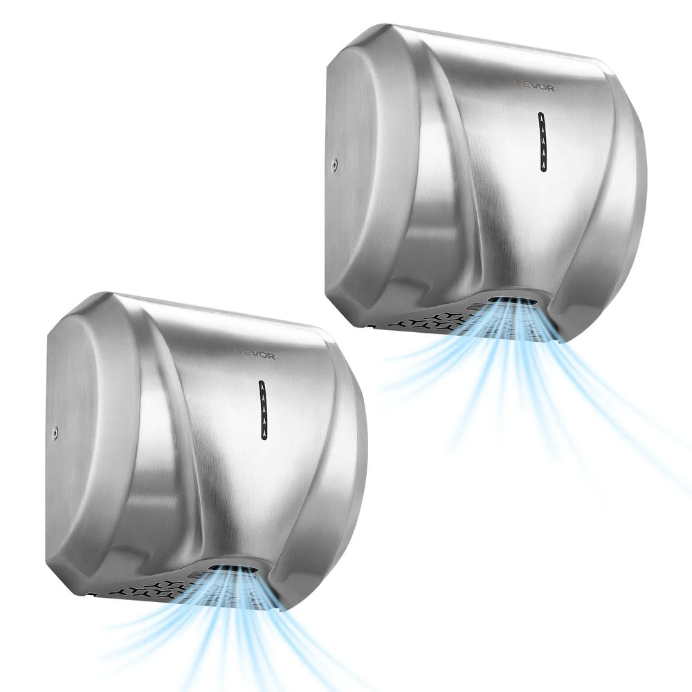 VEVOR Hand Dryer, 2 Pack 1800W Bathroom Air Hand Dryer, Automatic High Speed with HEPA Filter, Fast Drying, Brushed Stainless Steel, AC110-120V Commercial Wall Mounted for Restroom, Hotel, Office,Home