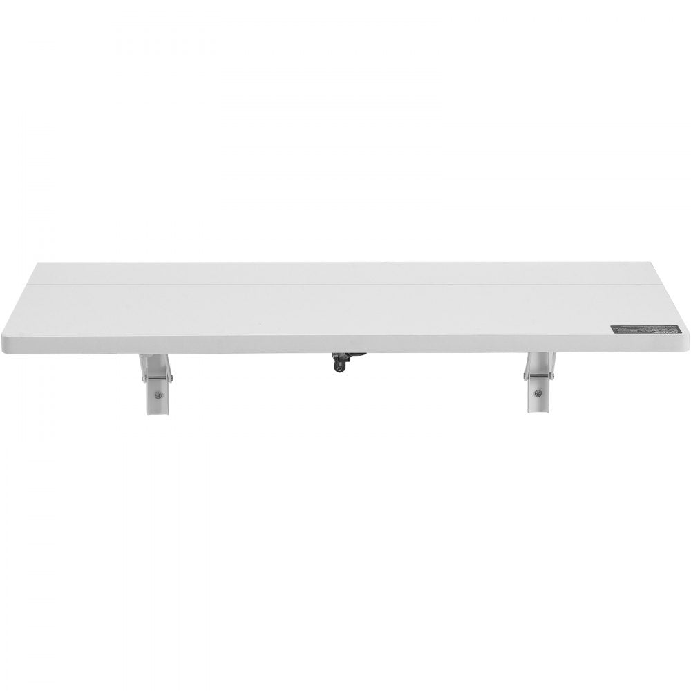 VEVOR Wall Mounted Folding Table, 31.5" x 19.69" Wall Mount Drop Leaf Table, Floating Desk with Iron Bracket, Fold Down Desk for Small Spaces, Home Office, Dining, Laundry Room, Kitchen, Bar, White