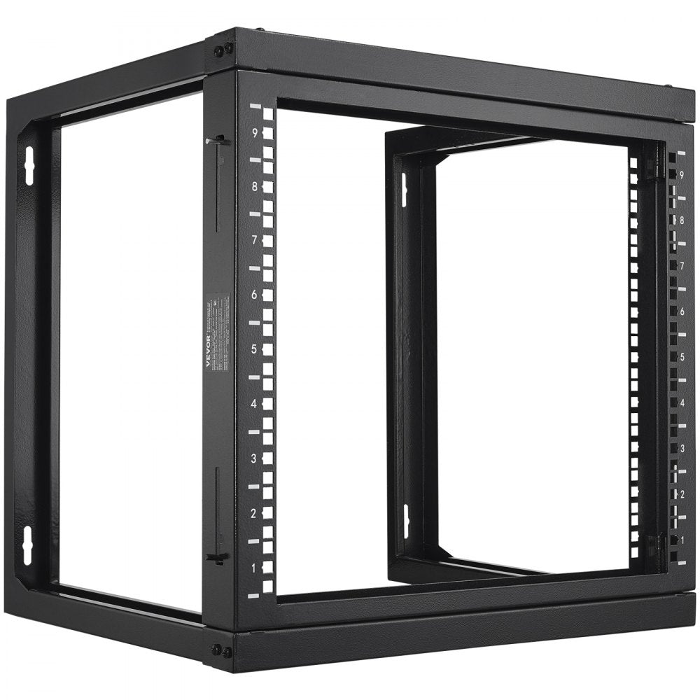 VEVOR 9U Wall Mount Rack, 150 lbs/68.04 kg Max Load Capacity, Open Frame Server Network Rack with Cage Nuts Screws, Carbon Steel 20.9 x 17.7 x 20.5" for 19"/482.6 mm AV & Server IT Equipment, Black
