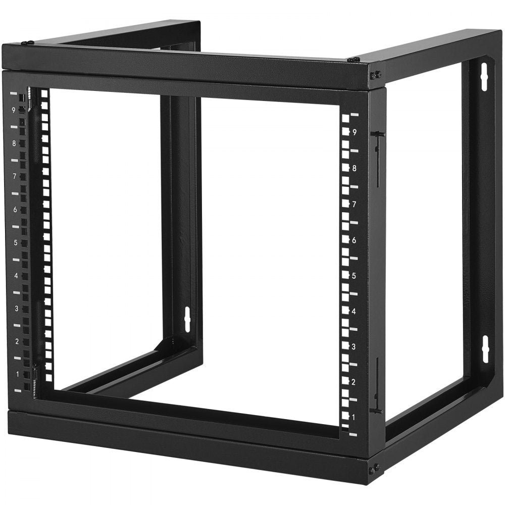 VEVOR 9U Wall Mount Rack, 150 lbs/68.04 kg Max Load Capacity, Open Frame Server Network Rack with Cage Nuts Screws, Carbon Steel 20.9 x 17.7 x 20.5" for 19"/482.6 mm AV & Server IT Equipment, Black