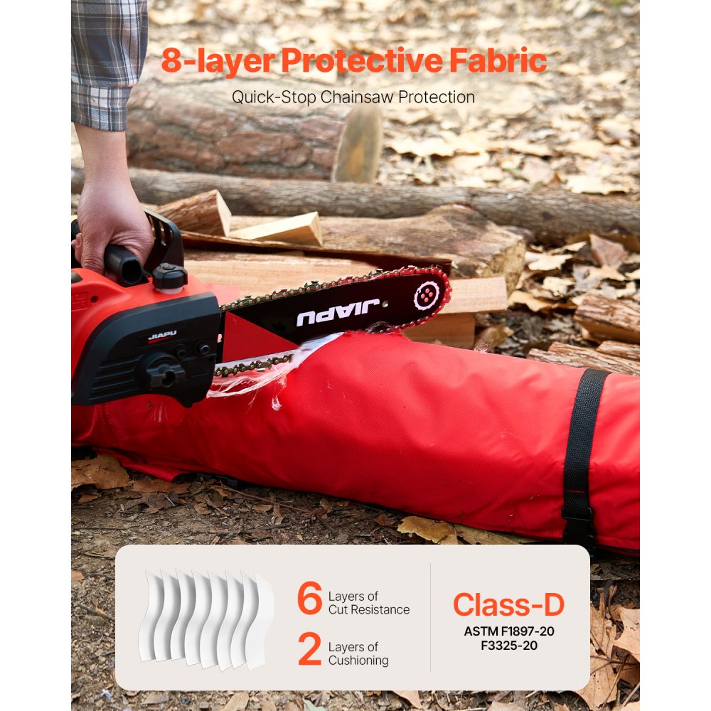 VEVOR Chainsaw Chaps Wrap, Class D, 8 Layers Wrap Style Chainsaw Pants with Adjustable Belt & Gear Pocket, Chain Saw Chaps for Men/Women, Chainsaw Safety Equipment for Loggers Forest Workers, Large