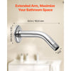 VEVOR Shower Arm with Flange, 6 Inches, Wall Mounted Stainless Steel Shower Head Arm Extender, Chrome Finish, PTFE Tape, G1/2 Universal Thread Connector Compatible, for Fixed & Handheld Showerhead