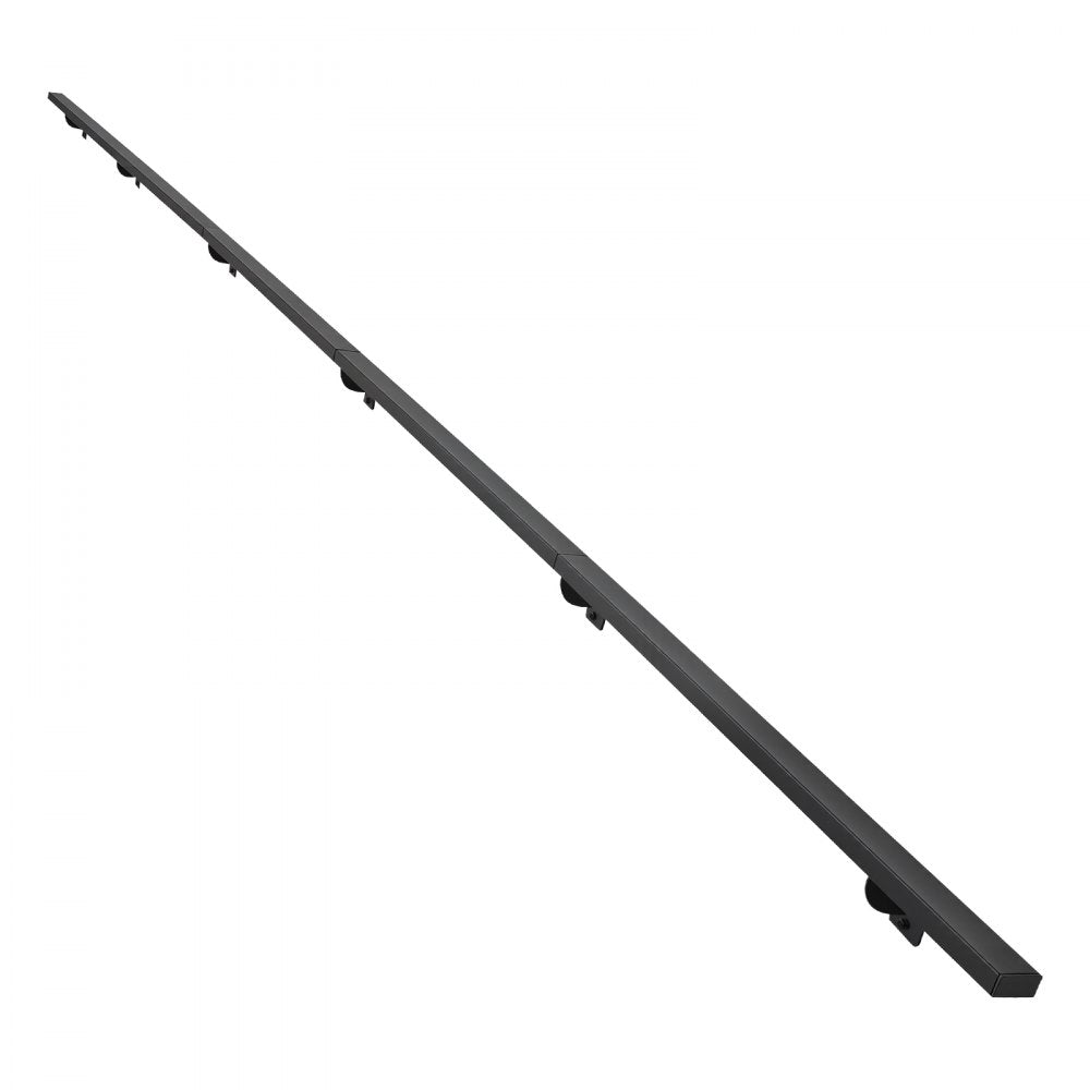 VEVOR Wall-Mounted Stair Handrail, 15 ft 250 lbs Load Black Metal Railing, for Indoor Steps, Loft, Porch & Hallways, Heavy-Duty Industrial Aluminum Alloy Hand Rail, Square Tube, with Mounting Hardware