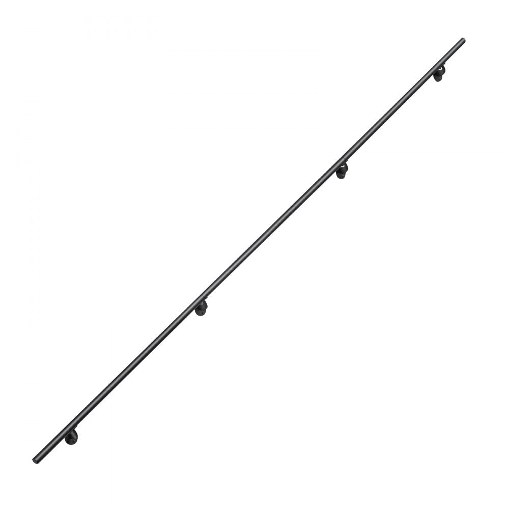 VEVOR Wall-Mounted Stair Handrail, 10 ft 250 lbs Black Metal Railing 2 PCS, for Indoor Steps, Loft, Porch & Hallways, Heavy-Duty Industrial Aluminum Alloy Hand Rail, Round Tube, with Mounting Hardware