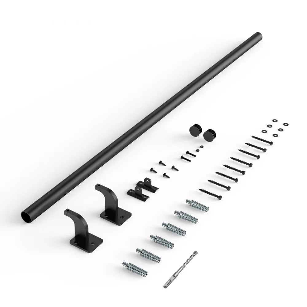 VEVOR Wall Mounted Stair Handrail, 4ft Pipe Staircase Handrail, Black Galvanized Aluminum, 1.26 inch Pipe Diameter, Indoor&Outdoor Staircase Railing,Industrial Hand Rail for Steps,Security Baluster