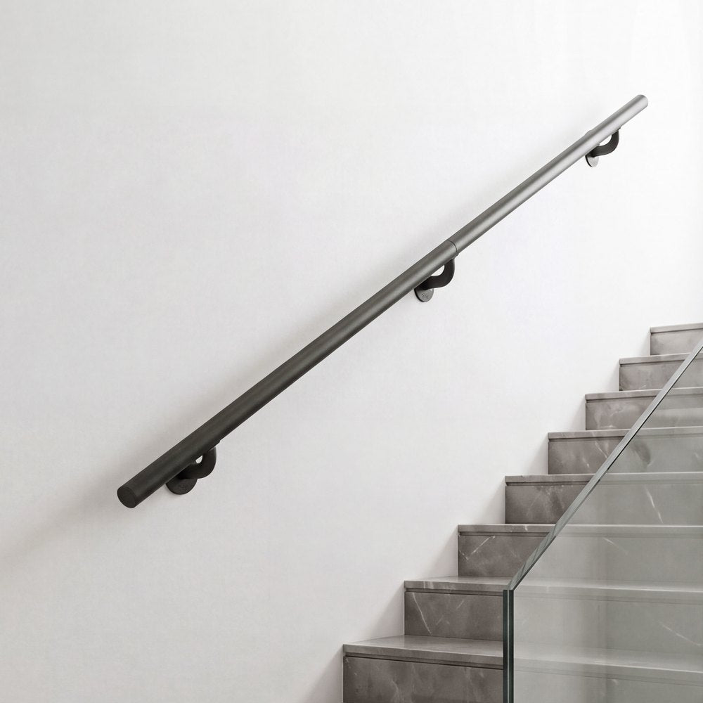 Vevor Handrail 5' Wall-Mounted Stair Handrail Black Metal Railing New