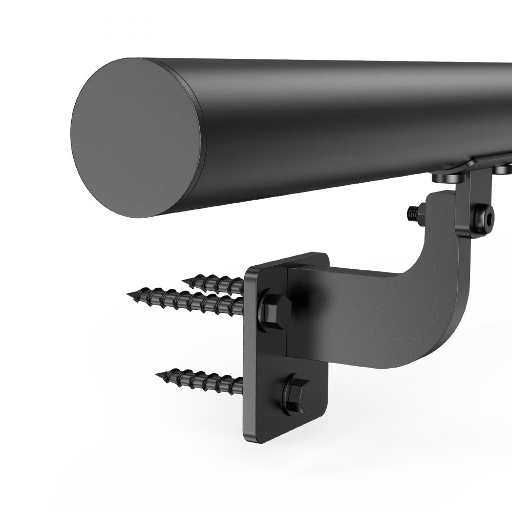 VEVOR Wall Mounted Stair Handrail, 6ft Pipe Staircase Handrail, Black Galvanized Aluminum, 1.26 inch Pipe Diameter, Indoor&Outdoor Staircase Railing,Industrial Hand Rail for Steps,Security Baluster