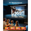 VEVOR Motorized Projector Screen, 72 inch 4:3 1080 HD Electric Projection Screen, Wall Mounted Projection Dispaly Projector with Remote Control, Automatic Movie Screen for Family Home Office Theater