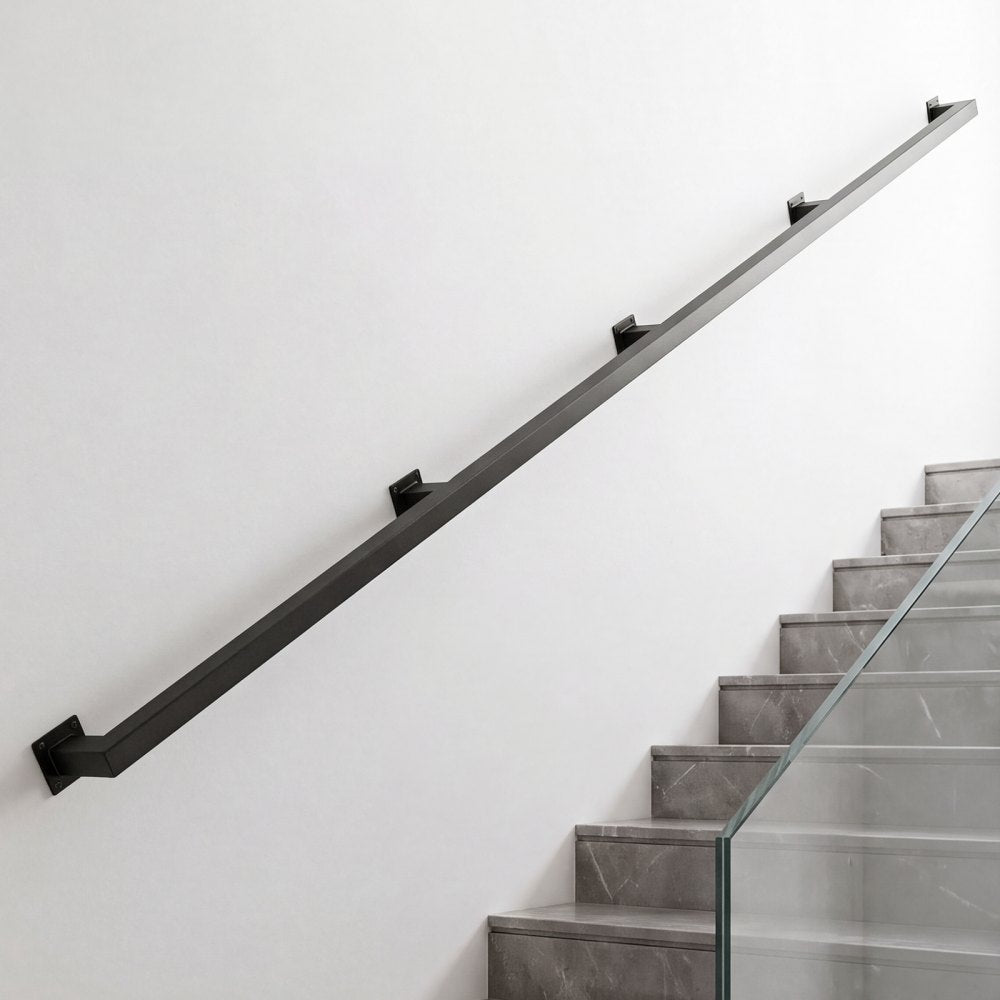 Vevor Stair Handrail 12' Wall-Mounted Black Metal Railing New