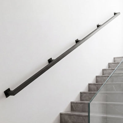 Vevor Stair Handrail 12' Wall-Mounted Black Metal Railing New