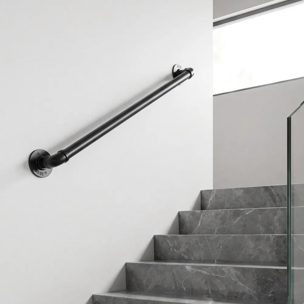 Vevor Handrail Wall-Mounted Stair Hand Rail 2' Black Metal Railing New