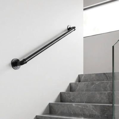 Vevor Handrail Wall-Mounted Stair Hand Rail 2' Black Metal Railing New