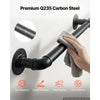 VEVOR Wall-Mounted Stair Handrail, 10 ft 440 lbs Load Black Metal Railing, for Indoor Steps, Loft, Porch & Hallways, Heavy-Duty Industrial Carbon Steel Hand Rail, Round Tube, with Mounting Hardware