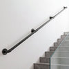 VEVOR Wall-Mounted Stair Handrail, 10 ft 440 lbs Load Black Metal Railing, for Indoor Steps, Loft, Porch & Hallways, Heavy-Duty Industrial Carbon Steel Hand Rail, Round Tube, with Mounting Hardware