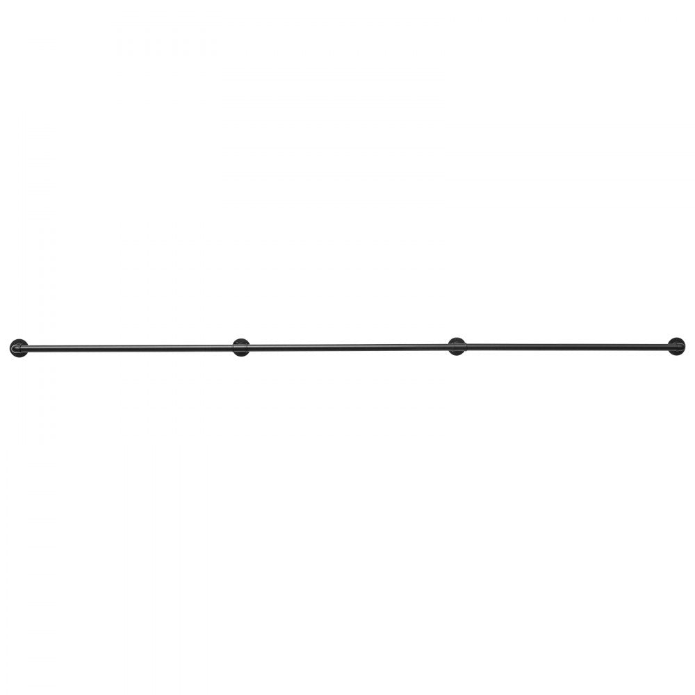 VEVOR Wall-Mounted Stair Handrail, 10 ft 440 lbs Load Black Metal Railing, for Indoor Steps, Loft, Porch & Hallways, Heavy-Duty Industrial Carbon Steel Hand Rail, Round Tube, with Mounting Hardware
