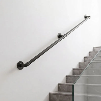 Vevor Handrail Wall-Mounted Stair Handrail 4' 440 lbs Load Black Metal Railing New
