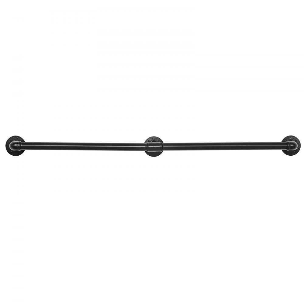 VEVOR Wall-Mounted Stair Handrail, 4 ft 440 lbs Load Black Metal Railing, for Indoor Steps, Loft, Porch & Hallways, Heavy-Duty Industrial Carbon Steel Hand Rail, Round Tube, with Mounting Hardware