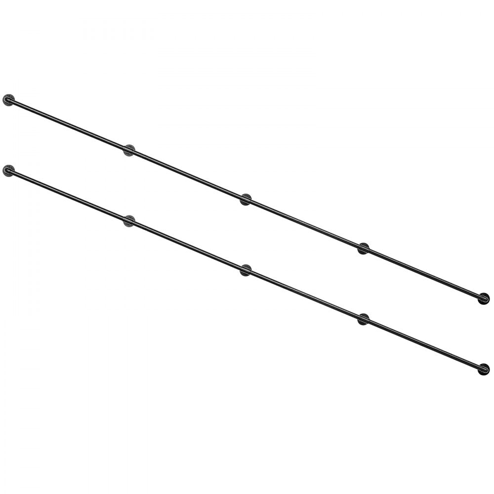 VEVOR Wall-Mounted Stair Handrail, 13 ft 440 lbs Black Metal Railing 2 PCS, for Indoor Steps, Loft, Porch & Hallways, Heavy-Duty Industrial Carbon Steel Hand Rail, Round Tube, with Mounting Hardware