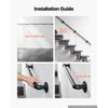 VEVOR Wall-Mounted Stair Handrail, 12 ft 440 lbs Load Black Metal Railing, for Indoor Steps, Loft, Porch & Hallways, Heavy-Duty Industrial Carbon Steel Hand Rail, Round Tube, with Mounting Hardware