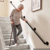 VEVOR Wall-Mounted Stair Handrail, 12 ft 440 lbs Load Black Metal Railing, for Indoor Steps, Loft, Porch & Hallways, Heavy-Duty Industrial Carbon Steel Hand Rail, Round Tube, with Mounting Hardware