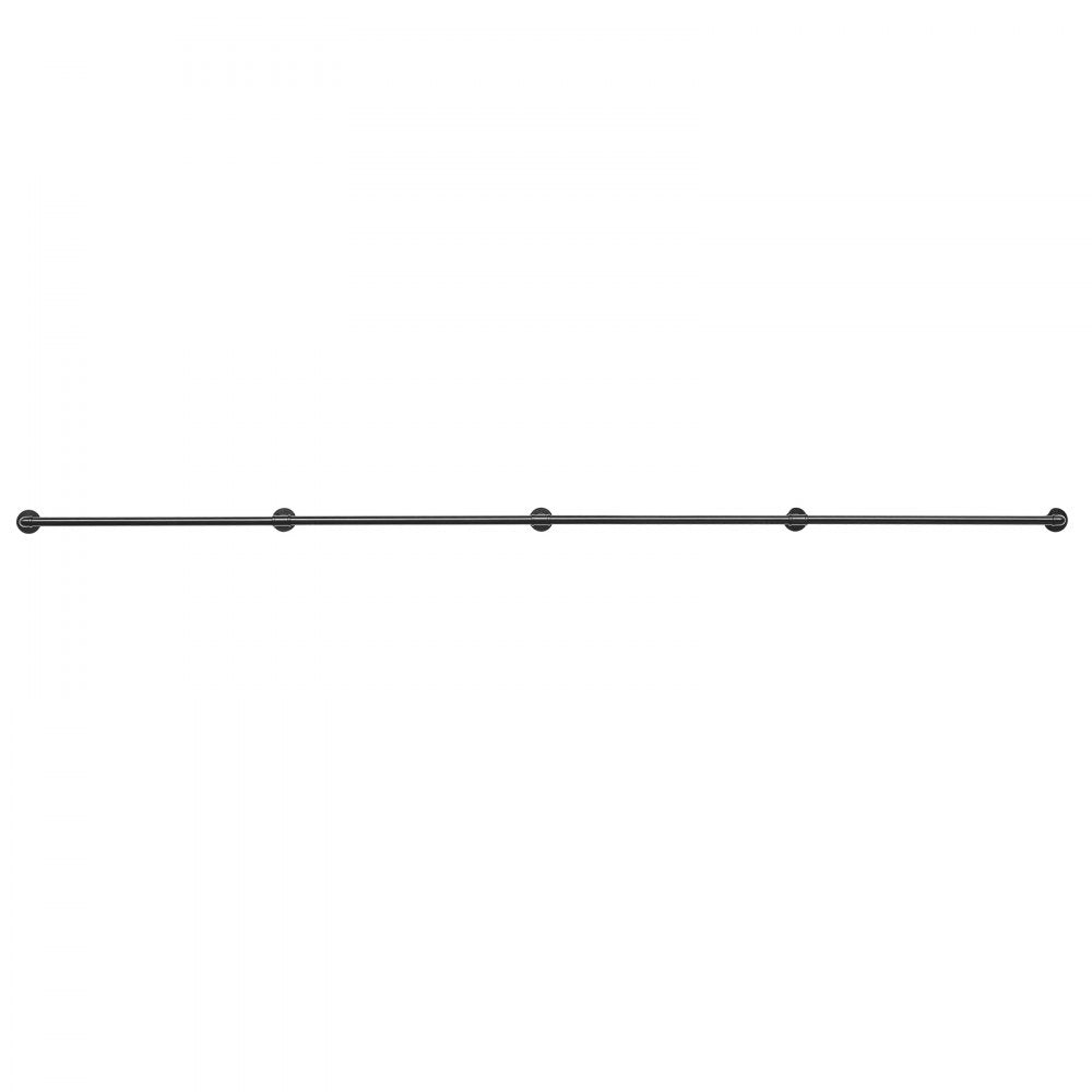 VEVOR Wall-Mounted Stair Handrail, 12 ft 440 lbs Load Black Metal Railing, for Indoor Steps, Loft, Porch & Hallways, Heavy-Duty Industrial Carbon Steel Hand Rail, Round Tube, with Mounting Hardware