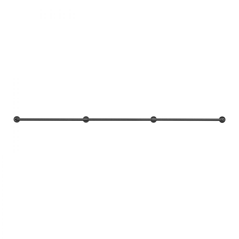 VEVOR Wall-Mounted Stair Handrail, 9 ft 440 lbs Load Black Metal Railing, for Indoor Steps, Loft, Porch & Hallways, Heavy-Duty Industrial Carbon Steel Hand Rail, Round Tube, with Mounting Hardware
