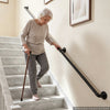 VEVOR Wall-Mounted Stair Handrail, 7 ft 440 lbs Load Black Metal Railing, for Indoor Steps, Loft, Porch & Hallways, Heavy-Duty Industrial Carbon Steel Hand Rail, Round Tube, with Mounting Hardware