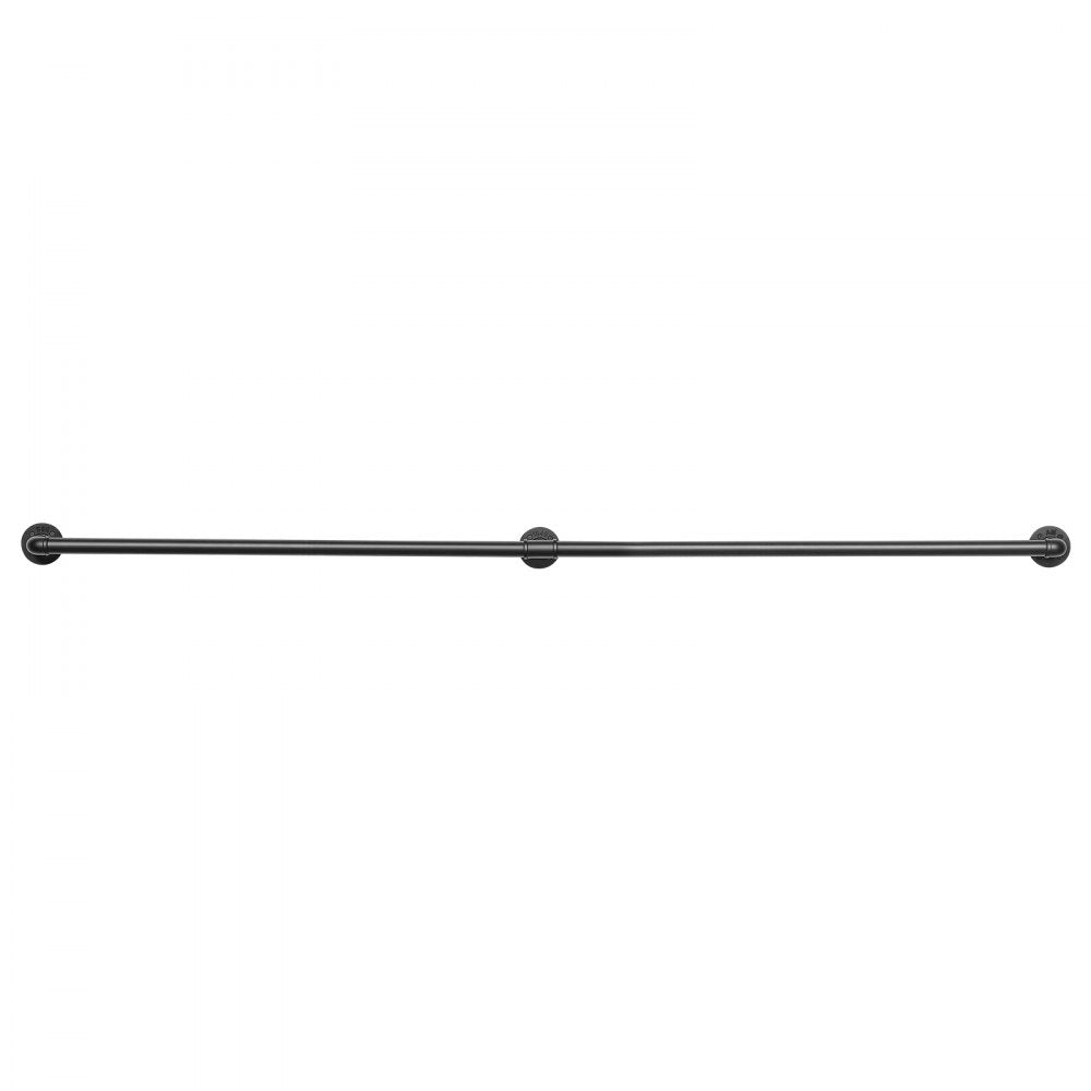 VEVOR Wall-Mounted Stair Handrail, 7 ft 440 lbs Load Black Metal Railing, for Indoor Steps, Loft, Porch & Hallways, Heavy-Duty Industrial Carbon Steel Hand Rail, Round Tube, with Mounting Hardware