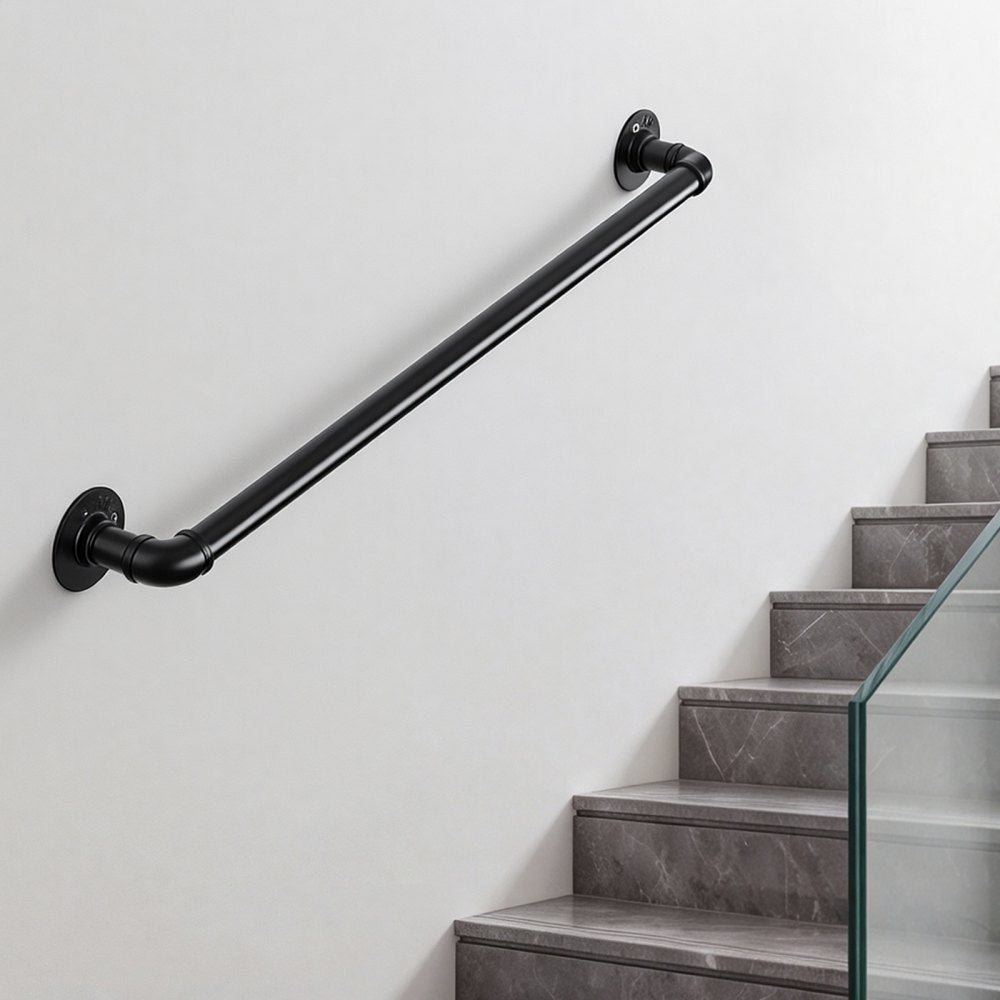 Vevor Stair Handrail 3' Wall-Mounted Black Metal Railing New