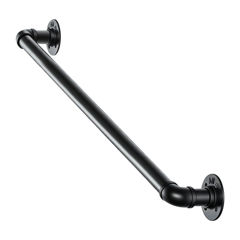 VEVOR Wall-Mounted Stair Handrail, 3 ft 440 lbs Load Black Metal Railing, for Indoor Steps, Loft, Porch & Hallways, Heavy-Duty Industrial Carbon Steel Hand Rail, Round Tube, with Mounting Hardware