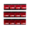 VEVOR Wall Mounted Storage Bins, 12 Plastic Bins & 3 Metal Rails, Plastic Hanging Stackable Storage Bin for Screws, Nuts, Bolts, Nails, Hardware Tool Organizer for Workshop, Craft Room, Garage, Red