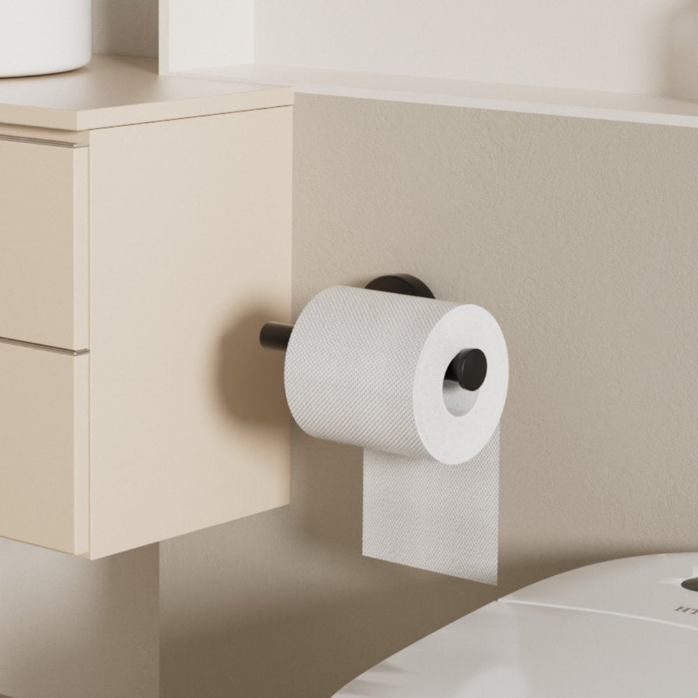VEVOR Toilet Paper Holder, Fits Mega Rolls Size, Premium Stainless Steel Rustproof Material, Wall Mounted with Screws, Toilet Roll Tissue Holder for Bathroom, Washroom, Kitchen, Matte Black