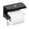 VEVOR Toilet Paper Holder with Shelf, Fits Mega Rolls Size, Stainless Steel Rustproof Material, Wall Mounted with Screws and Double-Sided Tape, Toilet Roll Tissue Holder for Bathroom, Matte Black